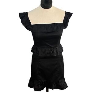 Express x Rocky‎ Barnes Black Off the Shoulder Ruffle Dress Size 6 NWT